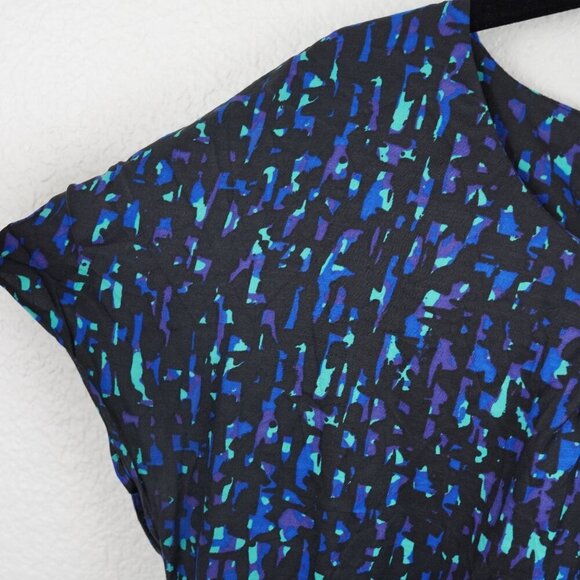 Boden Silk Blend Top UK 12 US 8 Abstract Blue Print Viscose Silk Blouse - Picture 2 of 8